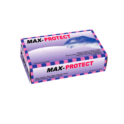 Gants Nitrile Sans Poudre Noir, L Max-Protect - Boite De 100